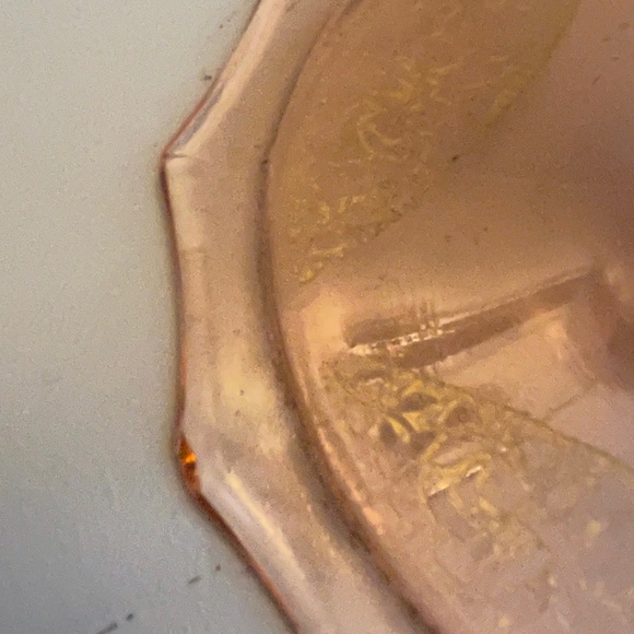 🌟VINTAGE🌟 Depression Glass Pink Candlestick W/ Gold Etching Candlestick Holder - Picture 7 of 7